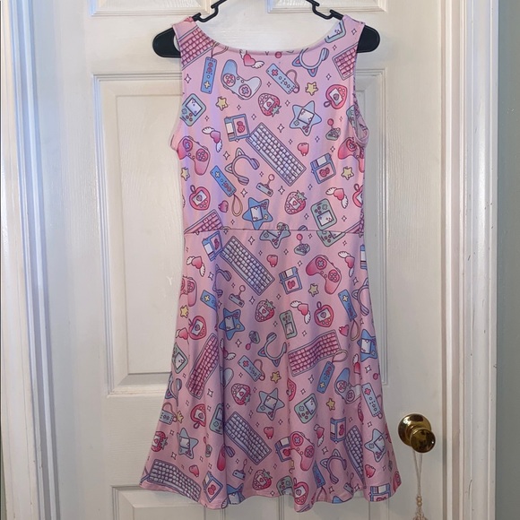 Pink Computer Gamer Girl Graphic Skater Dress with Pockets! 🎀 - Picture 10 of 11